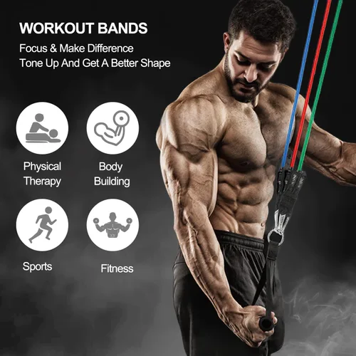 Miniatura 6 de Resistance Bands,Exercise Bands,Resistance Bands for Working Out with Handles for Men and Women,Workout Bands with Door Anchor and Ankle,Strength