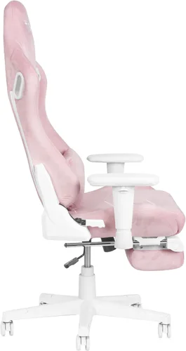 Miniatura 6 de Techni Sport Silla para juegos de terciopelo rosa con reposapiés