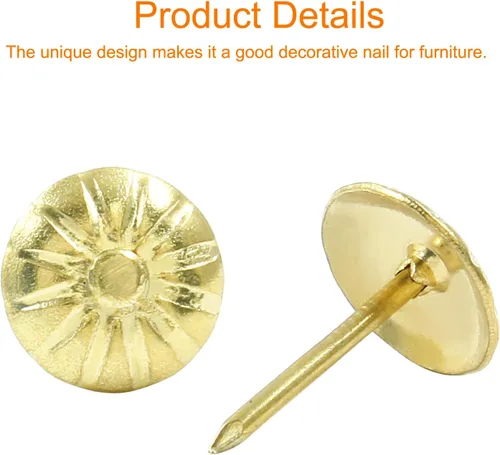 Miniatura 4 de 100 tachuelas decorativas para tapicería de latón dorado, muebles antiguos, clavos para tapicería, margaritas para sofá, puerta y manualidades