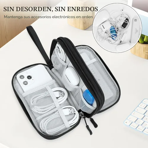 Miniatura 5 de FYY Organizador para accesorios electrónicos, para viajes, para cables, celular y cargadores, estuche portátil, impermeable, doble capa, bolsa