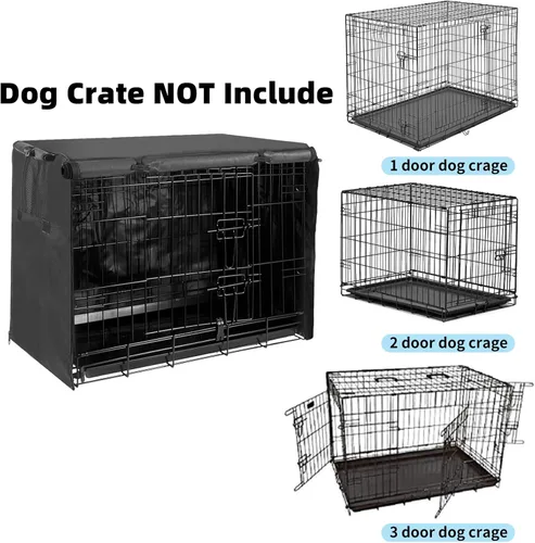 Miniatura 3 de Funda para jaula de perro de 48 pulgadas, funda grande para jaulas con 1, 2, 3 puertas, tela Oxford 600D impermeable para interiores y exteriores