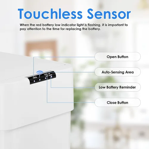 Miniatura 3 de Basurero automático con sensor de movimiento sin contacto de 13.2 galones, cubo de basura inteligente con tapa de cierre suave, anillo de retención