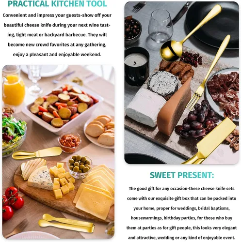 Miniatura 5 de Patelai Accesorios para tabla de charcutería, juego de cuchillos esparcidores de queso, utensilios de charcutería, cuchillo de mantequilla, mini
