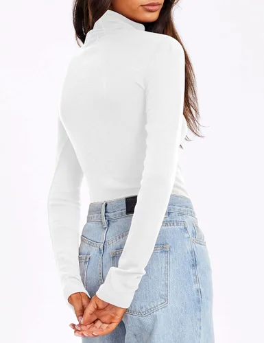 Miniatura 4 de Camisas de manga larga de cuello alto para mujer, 3 piezas, cuello alto, moda de otoño, 2023, ajuste delgado, ropa interior térmica de invierno