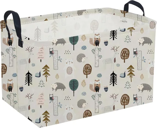 Miniatura 36 de Cesta plegable rectangular de tela para almacenamiento,con revestimiento impermeable y asas, sirve como organizador de juguetes, cesta de regalo