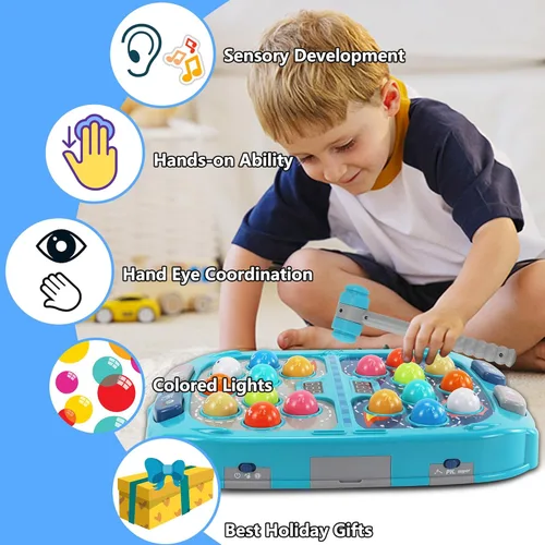 Miniatura 7 de Whack A Topo, juego interactivo de Pound a Topo, juguetes para niños de más de 4 años, juego de topo para niños pequeños, juguetes educativos Azul