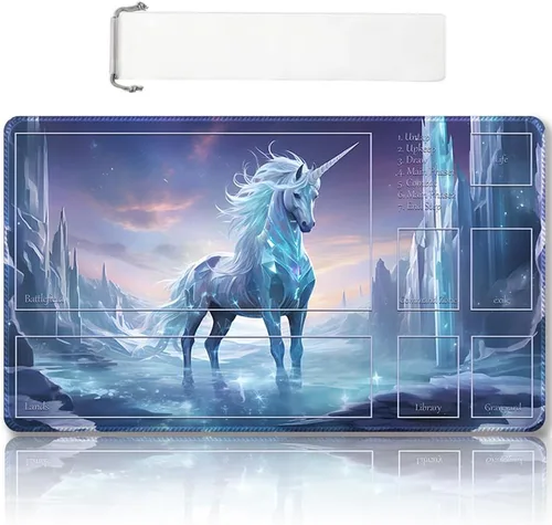 Miniatura 54 de Tapete de Juego MTG Premium Cosido con Zonas y Respaldo de Goma Antideslizante - Tapete de Juego TCG para MTG y Otros Juegos de Cartas - Diseño Dkt
