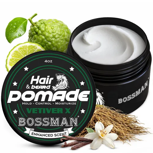 Bossman Pomada Natural para Cabello y Barba para Hombres (Aroma Vetiver X) – Fijación Media e Hidratante para Peinado de Cabello, Barba y Bigote –
