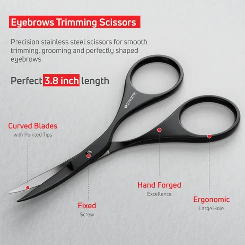 Miniatura 4 de Suvorna Juego de barba y bigote prémium con tijeras de barba para hombres, maquinilla de afeitar recta con cuchillas, tijeras faciales
