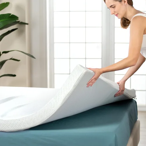 Miniatura 16 de Zinus - Cubrecolchón de espuma viscoelástica con gel de enfriamiento de té verde de 2 pulgadas, espuma de gel de enfriamiento, con certificado Azul