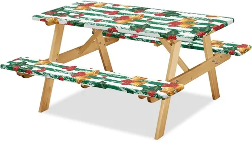 Miniatura 30 de Juego de 3 piezas de mantel de picnic con hojas de arce de pavo y girasol, lavable a máquina, fácil de instalar, funda para mesas y asientos Girasol