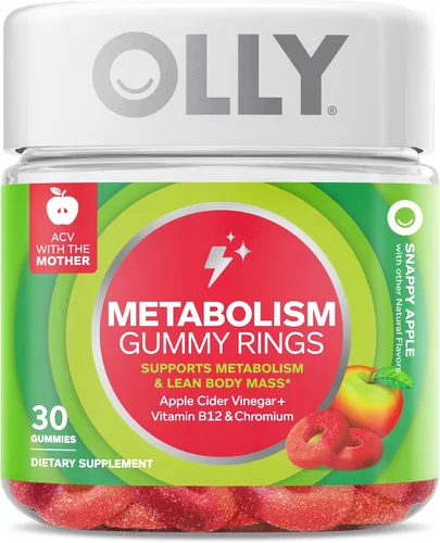 Miniatura 2 de OLLY Anillos de goma de metabolismo, vinagre de sidra de manzana, vitamina B12, cromo y goma de belleza innegable, para cabello, piel, uñas