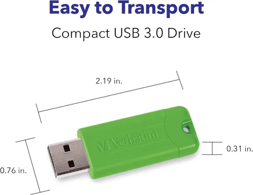 Miniatura 6 de Verbatim Unidad flash USB 3.0 retráctil de 16 GB a rayas, paquete de 5 unidades multicolor (verde, azul, rojo, morado, cian)