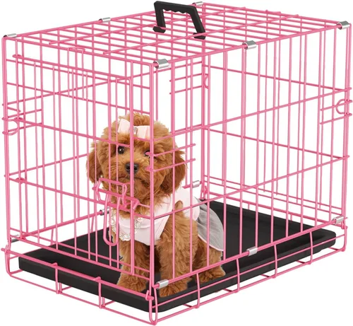 Miniatura 17 de PayLessHere Jaula grande para perros medianos y grandes, jaula de metal para perros de doble puerta, plegable, para interiores y exteriores