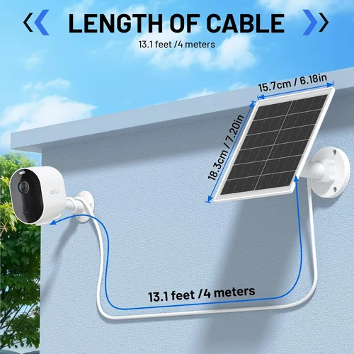 Miniatura 7 de Cargador de panel solar de 5 W compatible con cámara Arlo Pro 5S/Pro 4/Pro 3/Ultra/Ultra 2/Go 2, carga de paneles solares con cable de carga