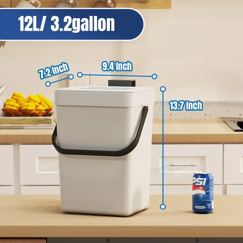 Miniatura 6 de stonespace Cubo de basura colgante pequeño de 3.2 galones con tapa para puerta de armario de cocina o debajo del fregadero, cubo de basura de baño