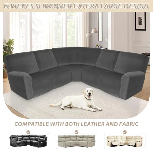 Miniatura 477 de Arfntevss Fundas de sofá seccional reclinable de terciopelo, Funda de sofá seccional de esquina para sofá reclinable, Funda elástica suave