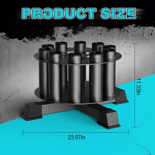 Miniatura 2 de EVERYMATE Vertical Barbell Rack - Heavy-Duty Steel Organizer, Barbell Holder Floor Stand, Fits 2" Olympic Bars with Scratch-Resistant Inserts, R