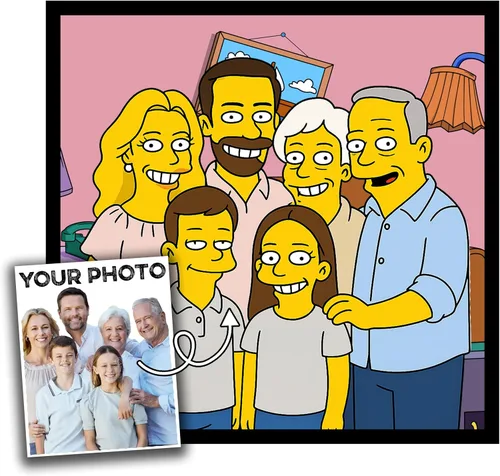 Miniatura 11 de Retrato de dibujos animados de estilo Simpson personalizado de tu foto, medio cuerpo, prueba de 24 horas, póster impreso o lienzo, regalo