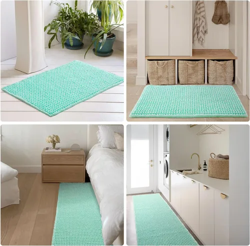 Miniatura 8 de TYUU Tapete de baño estilo gofre, tapete de baño bohemio, antideslizante, lavable, súper absorbente, de secado rápido, bonito tapete de baño