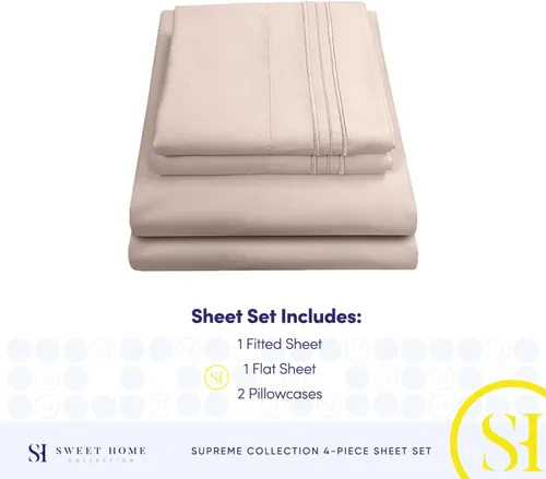 Miniatura 4 de Juego de sábanas suaves de tamaño California king, ropa de cama transpirable y lujosa con correas elásticas integradas para las esquinas, colección