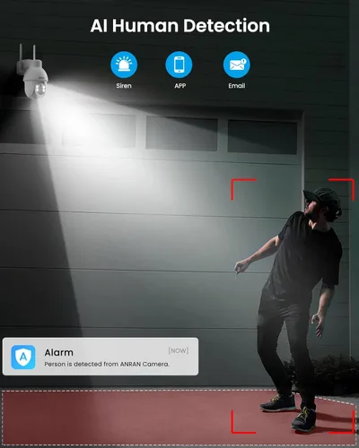 Miniatura 6 de ANRAN Cámara de seguridad solar 2K inalámbrica para exteriores, paquete de 2 cámaras WiFi alimentadas por batería con PTZ de 360° para seguridad