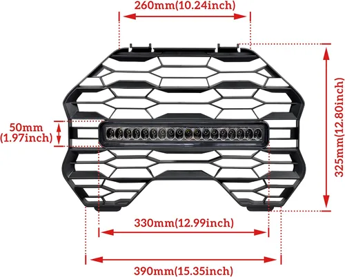 Miniatura 6 de SAUTVS Parrilla de malla frontal con barra de luz LED para Can-Am Commander 2021+, rejilla de malla negra con barra de luz LED para Can Am Commander