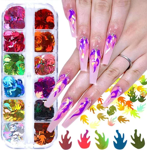 Miniatura 22 de Lentejuelas de uñas de mariposa 3D de 12 colores, mariposas luminosas, diseño de arte de uñas, mariposas holográficas con forma de copos