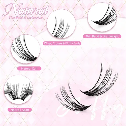 Miniatura 3 de Kit de extensiones de pestañas DIY, racimos de pestañas individuales, adhesivo y sellador para pestañas, removedor de pegamento para racimos