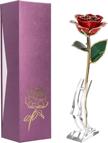 Miniatura 9 de Ejoyous Regalo de rosa para el día de la madre para mamá, rosa sumergida en oro de 24 quilates chapada en oro real preservada para siempre con Rosa
