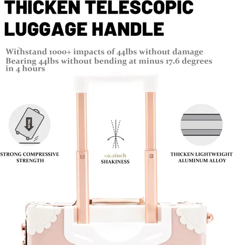 Miniatura 3 de COTRUNKAGE Vintage Checked Luggage Sets 2 Piece TSA Lock Suitcase for Women with 16" Suitcase Bag, Cherry Pink