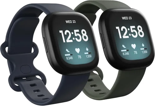 Miniatura 7 de Paquete de 2 bandas impermeables compatibles con Fitbit Versa 3/Fitbit Versa 4/Fitbit Sense/Sense 2, pulseras deportivas clásicas de repuesto suaves