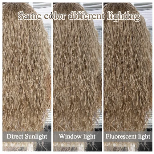 Miniatura 5 de SAPPHIREWIGS Pelucas de encaje frontal color marrón, sin pegamento, onda de agua, de encaje frontal sintético, para mujeres afrodescendientes