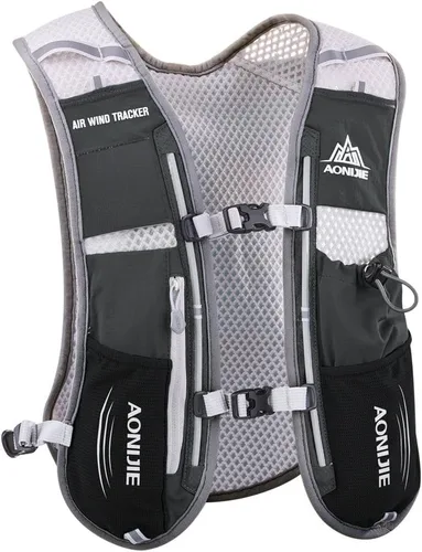 AONIJIE Hydration Vest Pack Backpack 5L 5.5L Marathoner Running Vest Race Hydration for Women and Men Trail Run Hiking Jogging Vejiga negra y sin