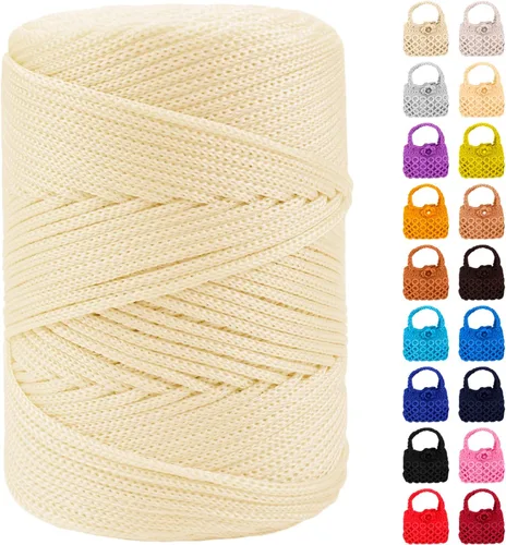 Miniatura 19 de Cordón de macramé de poliéster de 0.118 in x 185 yardas, cordón trenzado de macramé, bolsa de ganchillo, hilo de poliéster para ganchillo, bolsa