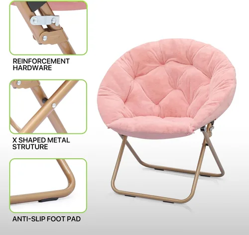 Miniatura 8 de Magshion Silla plegable para adultos con otomana, silla de lectura circular para dormitorio, sala de estar y dormitorio, asiento decorativo cómodo