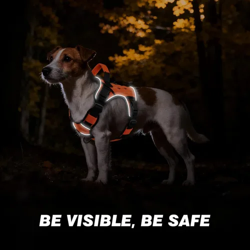 Miniatura 3 de WINGOIN Arnés táctico naranja para perros medianos, arnés resistente sin tirones con asa, chaleco militar reflectante ajustable para mascotas K9