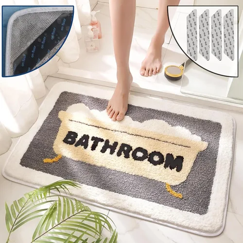 Miniatura 11 de Alfombras de baño de lujo, de 0.78 pulgadas de grosor, extra suaves, absorbentes, no se desprende, se lavan a máquina, alfombra de felpa lanuda Aa001