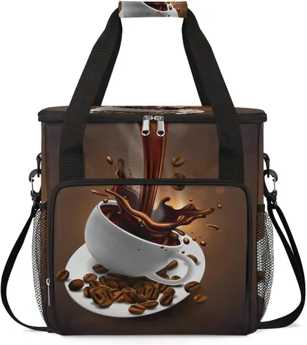 Miniatura 15 de Bolsa de transporte con diseño de acuarela para cafetera de granos de café, bolsa tote de almacenamiento y viaje para café, compatible con cafetera