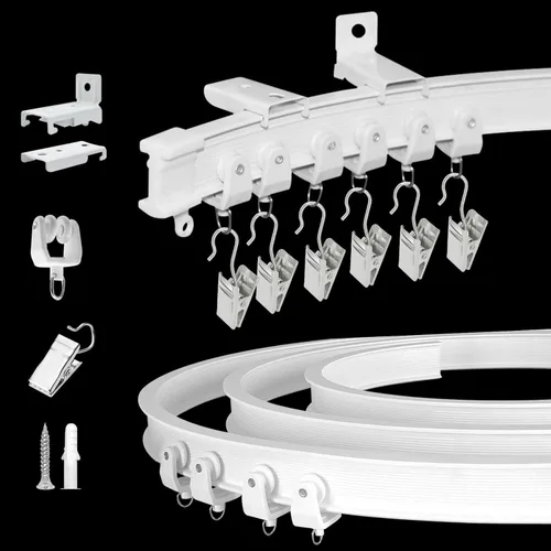 KOLAKO Cortina flexible flexible flexible para montaje en pared de techo deslizante de 12 pies, sistema de riel de cortina de techo para barras de