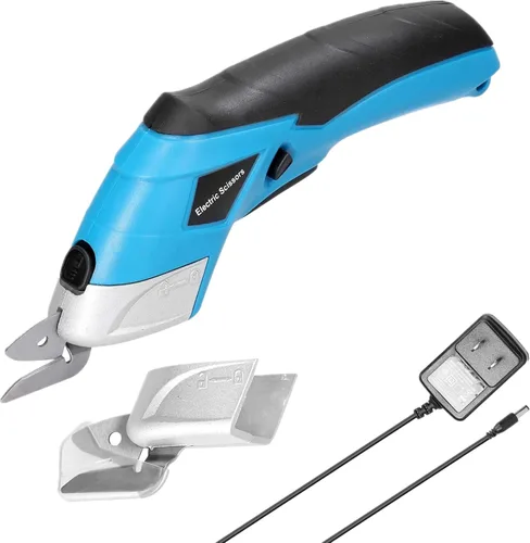 Geevorks - Tijeras eléctricas inalámbricas, cortador eléctrico de cartón, tijeras de tela eléctricas | 2 cuchillas (45°+75°) para