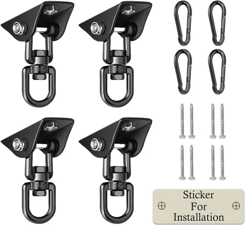 Miniatura 9 de Perchas de columpio resistentes para juegos de madera, capacidad de 2000 libras, colgador de hamaca giratorio de acero inoxidable 360, accesorios
