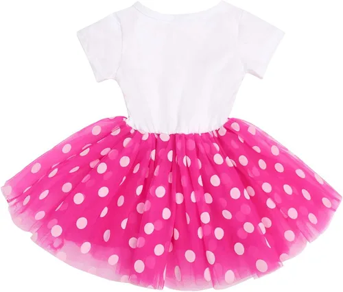 Miniatura 3 de IBTOM CASTLE - Vestido de princesa con falda tipo tutú para niñas que cumplan 1 o 2 años, incluye moñito con lentejuelas