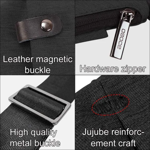 Miniatura 5 de OSOCE Bolso bandolera para hombre, bolsos cruzados antirrobo para mujer Resistente al agua negro (Black 1.0)