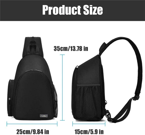Miniatura 6 de Cwatcun Bolsa para cámara, estuche para cámara con soporte para trípode para cámaras Canon, Nikon, Sony, Pentax, DSLR, SLR, sin espejo, color negro