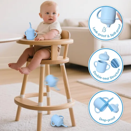 Miniatura 4 de Vasos de silicona para bebés, vaso con popote de silicona inastillable, vasos para niños pequeños de 1 a 3 años, taza abierta para bebé, 6 meses