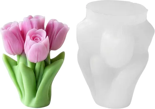 Miniatura 12 de Molde de vela en forma de corazón con base, molde de silicona para hacer velas, diseño romántico de corazón para el día de San Valentín