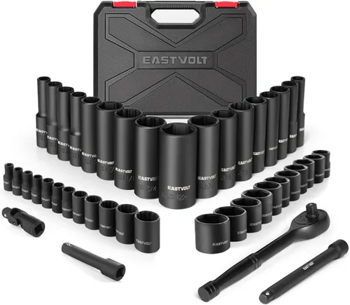 Miniatura 2 de Eastvolt Kits de herramientas mecánicas (ASK06) y juego de llaves de trinquete de cabeza flexible de 12 piezas