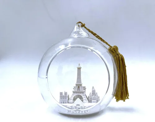 Miniatura 3 de Paris Skyline - Adorno colgante de cristal de la torre Eiffel y mesa para vacaciones y decoración del hogar, 2 1/2 pulgadas OR101 (plateado)