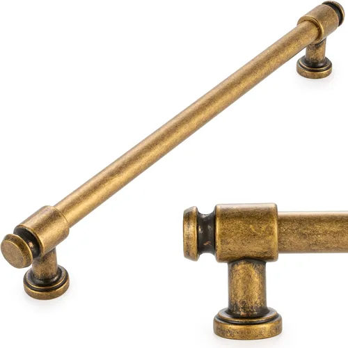 Miniatura 34 de KOOFIZO Tirador de gabinete con parte superior plana y redonda - Manija de tirador de mueble de latón antiguo (30 mm / 1.2 Pulgadas), paquete de 10